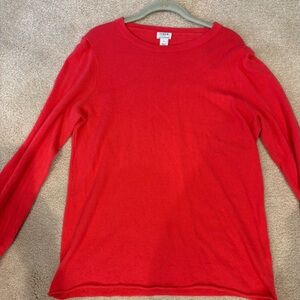 J. Crew Vibrant Coral Cashmere  Crew Neck Sweater